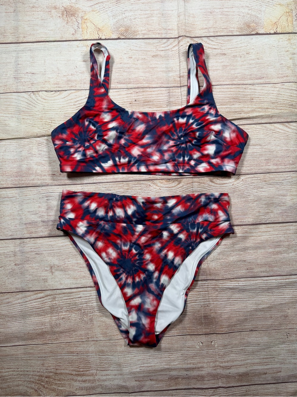 Tie-Dye Red,‎ White, & Blue Firework 4th of July Bikini Set